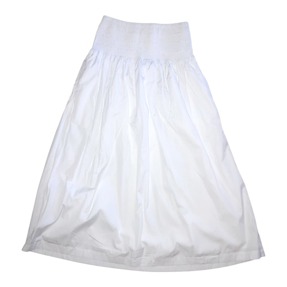 Madewell Womens White Smocked-Waist Poplin Midi Skirt - Picture 6 of 8